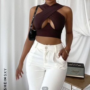 Sexy cross wrap crop top